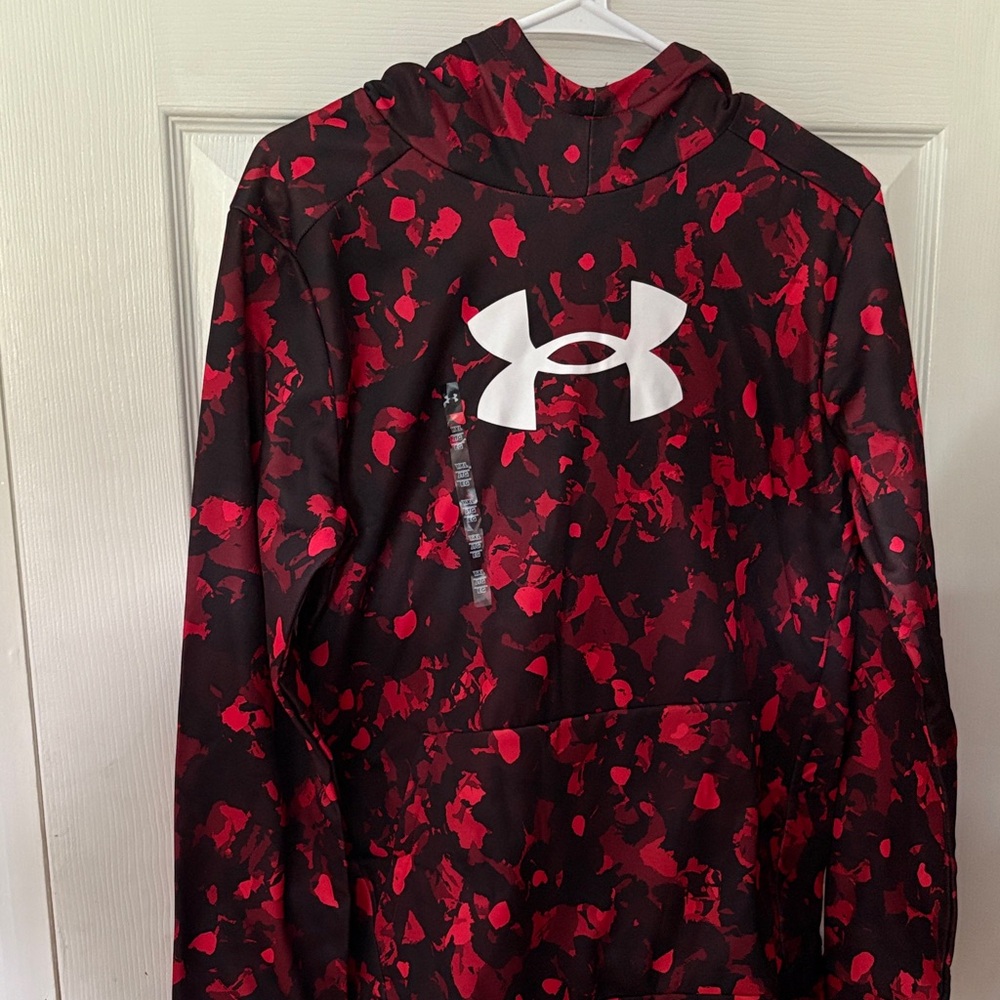Boys Under Armour Camouflage Red and Black Hoodie